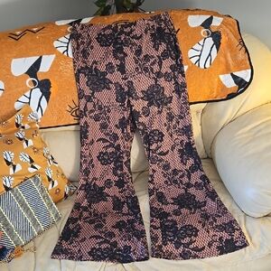 Floral Lace Bell Bottom Pants